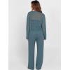 image:imageANRABESS Womens 2 Piece Outfits Crochet Sheer Knit Sweater Top Wide Leg Pants Lounge Set Sweatsuit 2026 Spring Travel ClothesDark Teal