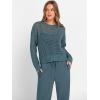 image:imageANRABESS Womens 2 Piece Outfits Crochet Sheer Knit Sweater Top Wide Leg Pants Lounge Set Sweatsuit 2026 Spring Travel ClothesDark Teal