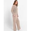 image:imageANRABESS Womens 2 Piece Outfits Crochet Sheer Knit Sweater Top Wide Leg Pants Lounge Set Sweatsuit 2026 Spring Travel ClothesLight Brown