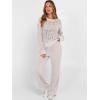 image:imageANRABESS Womens 2 Piece Outfits Crochet Sheer Knit Sweater Top Wide Leg Pants Lounge Set Sweatsuit 2026 Spring Travel ClothesLight Khaki