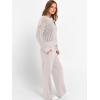 image:imageANRABESS Womens 2 Piece Outfits Crochet Sheer Knit Sweater Top Wide Leg Pants Lounge Set Sweatsuit 2026 Spring Travel ClothesLight Khaki