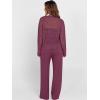 image:imageANRABESS Womens 2 Piece Outfits Crochet Sheer Knit Sweater Top Wide Leg Pants Lounge Set Sweatsuit 2026 Spring Travel ClothesWine Red