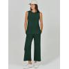 image:imageANRABESS Womens 2 Piece Outfits Summer Beach Vacation Clothes Spring Travel Airport Casual Wide Leg Pants Lounge SetsDeep Green