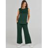 image:imageANRABESS Womens 2 Piece Outfits Summer Beach Vacation Clothes Spring Travel Airport Casual Wide Leg Pants Lounge SetsDeep Green