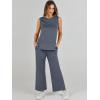 image:imageANRABESS Womens 2 Piece Outfits Summer Beach Vacation Clothes Spring Travel Airport Casual Wide Leg Pants Lounge SetsGrey Blue