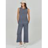 image:imageANRABESS Womens 2 Piece Outfits Summer Beach Vacation Clothes Spring Travel Airport Casual Wide Leg Pants Lounge SetsGrey Blue