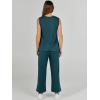 image:imageANRABESS Womens 2 Piece Outfits Summer Beach Vacation Clothes Spring Travel Airport Casual Wide Leg Pants Lounge SetsLake Green