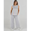 image:imageANRABESS Womens 2 Piece Outfits Summer Beach Vacation Clothes Spring Travel Airport Casual Wide Leg Pants Lounge SetsLight Grey