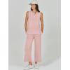 image:imageANRABESS Womens 2 Piece Outfits Summer Beach Vacation Clothes Spring Travel Airport Casual Wide Leg Pants Lounge SetsLight Pink