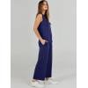 image:imageANRABESS Womens 2 Piece Outfits Summer Beach Vacation Clothes Spring Travel Airport Casual Wide Leg Pants Lounge SetsNavy