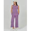 image:imageANRABESS Womens 2 Piece Outfits Summer Beach Vacation Clothes Spring Travel Airport Casual Wide Leg Pants Lounge SetsPurple