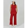 image:imageANRABESS Womens 2 Piece Outfits Summer Beach Vacation Clothes Spring Travel Airport Casual Wide Leg Pants Lounge SetsRed