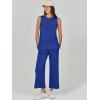 image:imageANRABESS Womens 2 Piece Outfits Summer Beach Vacation Clothes Spring Travel Airport Casual Wide Leg Pants Lounge SetsRoyal Blue