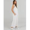 image:imageANRABESS Womens 2 Piece Outfits Summer Beach Vacation Clothes Spring Travel Airport Casual Wide Leg Pants Lounge SetsWhite