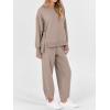 image:imageANRABESS Womens 2 Piece Outfits Sweatsuits Oversized Sweatshirts Barrel Pants Matching Lounge Sets 2025 Fall Travel ClothesKhaki