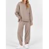 image:imageANRABESS Womens 2 Piece Outfits Sweatsuits Oversized Sweatshirts Barrel Pants Matching Lounge Sets 2025 Fall Travel ClothesKhaki