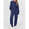 image:imageANRABESS Womens 2 Piece Outfits Sweatsuits Oversized Sweatshirts Barrel Pants Matching Lounge Sets 2025 Fall Travel ClothesNavy Blue