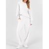 image:imageANRABESS Womens 2 Piece Outfits Sweatsuits Oversized Sweatshirts Barrel Pants Matching Lounge Sets 2025 Fall Travel ClothesWhite
