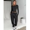 image:imageANRABESS Womens 2 Piece Sweatsuits Long Sleeve Tight Shirt Tops Joggers Fleece Sweatpants Sets 2025 Fall Sweat Lounge OutfitsBlack