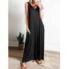 image:imageANRABESS Womens Casual Summer Loose Jumpsuits Sleeveless Tank V Neck Wide Leg Long Pant Rompers Baggy Jumper with PocketsBlack