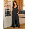 image:imageANRABESS Womens Casual Summer Loose Jumpsuits Sleeveless Tank V Neck Wide Leg Long Pant Rompers Baggy Jumper with PocketsBlack