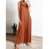 image:imageANRABESS Womens Casual Summer Loose Jumpsuits Sleeveless Tank V Neck Wide Leg Long Pant Rompers Baggy Jumper with PocketsBrick Red