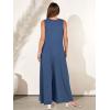 image:imageANRABESS Womens Casual Summer Loose Jumpsuits Sleeveless Tank V Neck Wide Leg Long Pant Rompers Baggy Jumper with PocketsDark Blue