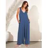 image:imageANRABESS Womens Casual Summer Loose Jumpsuits Sleeveless Tank V Neck Wide Leg Long Pant Rompers Baggy Jumper with PocketsDark Blue
