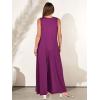 image:imageANRABESS Womens Casual Summer Loose Jumpsuits Sleeveless Tank V Neck Wide Leg Long Pant Rompers Baggy Jumper with PocketsDark Purple