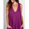 image:imageANRABESS Womens Casual Summer Loose Jumpsuits Sleeveless Tank V Neck Wide Leg Long Pant Rompers Baggy Jumper with PocketsDark Purple