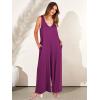 image:imageANRABESS Womens Casual Summer Loose Jumpsuits Sleeveless Tank V Neck Wide Leg Long Pant Rompers Baggy Jumper with PocketsDark Purple