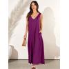 image:imageANRABESS Womens Casual Summer Loose Jumpsuits Sleeveless Tank V Neck Wide Leg Long Pant Rompers Baggy Jumper with PocketsDark Purple