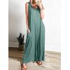 image:imageANRABESS Womens Casual Summer Loose Jumpsuits Sleeveless Tank V Neck Wide Leg Long Pant Rompers Baggy Jumper with PocketsGreen