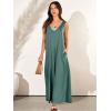 image:imageANRABESS Womens Casual Summer Loose Jumpsuits Sleeveless Tank V Neck Wide Leg Long Pant Rompers Baggy Jumper with PocketsGreen