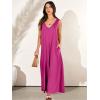 image:imageANRABESS Womens Casual Summer Loose Jumpsuits Sleeveless Tank V Neck Wide Leg Long Pant Rompers Baggy Jumper with PocketsHot Pink