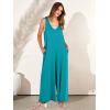 image:imageANRABESS Womens Casual Summer Loose Jumpsuits Sleeveless Tank V Neck Wide Leg Long Pant Rompers Baggy Jumper with PocketsLake Green