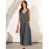 image:imageANRABESS Womens Casual Summer Loose Jumpsuits Sleeveless Tank V Neck Wide Leg Long Pant Rompers Baggy Jumper with PocketsLight Grey