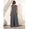 image:imageANRABESS Womens Casual Summer Loose Jumpsuits Sleeveless Tank V Neck Wide Leg Long Pant Rompers Baggy Jumper with PocketsLight Grey