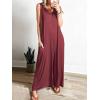 image:imageANRABESS Womens Casual Summer Loose Jumpsuits Sleeveless Tank V Neck Wide Leg Long Pant Rompers Baggy Jumper with PocketsRed