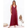 image:imageANRABESS Womens Casual Summer Loose Jumpsuits Sleeveless Tank V Neck Wide Leg Long Pant Rompers Baggy Jumper with PocketsWine Red