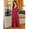 image:imageANRABESS Womens Casual Summer Loose Jumpsuits Sleeveless Tank V Neck Wide Leg Long Pant Rompers Baggy Jumper with PocketsWine Red