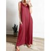image:imageANRABESS Womens Casual Summer Loose Jumpsuits Sleeveless Tank V Neck Wide Leg Long Pant Rompers Baggy Jumper with PocketsWine Red