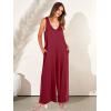 image:imageANRABESS Womens Casual Summer Loose Jumpsuits Sleeveless Tank V Neck Wide Leg Long Pant Rompers Baggy Jumper with PocketsWine Red