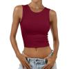 image:imageANRABESS Womens Crop Tank Tops High Neck Sleeveless Ribbed Knit Slim Fit Shirts 2026 Summer Casual Basic Workout ClothesDeep Red