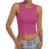image:imageANRABESS Womens Crop Tank Tops High Neck Sleeveless Ribbed Knit Slim Fit Shirts 2026 Summer Casual Basic Workout ClothesHot Pink