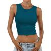 image:imageANRABESS Womens Crop Tank Tops High Neck Sleeveless Ribbed Knit Slim Fit Shirts 2026 Summer Casual Basic Workout ClothesIndigo