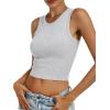 image:imageANRABESS Womens Crop Tank Tops High Neck Sleeveless Ribbed Knit Slim Fit Shirts 2026 Summer Casual Basic Workout ClothesLight Gray