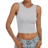 image:imageANRABESS Womens Crop Tank Tops High Neck Sleeveless Ribbed Knit Slim Fit Shirts 2026 Summer Casual Basic Workout ClothesLight Gray