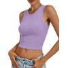 image:imageANRABESS Womens Crop Tank Tops High Neck Sleeveless Ribbed Knit Slim Fit Shirts 2026 Summer Casual Basic Workout ClothesLight Purple