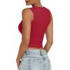 image:imageANRABESS Womens Crop Tank Tops High Neck Sleeveless Ribbed Knit Slim Fit Shirts 2026 Summer Casual Basic Workout ClothesRed